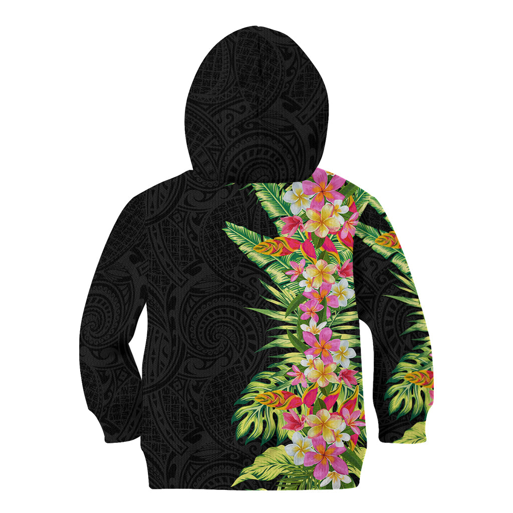 Hawaii Tropical Flowers Tribal Pattern Kid Hoodie No1 LT9 - Polynesian Pride