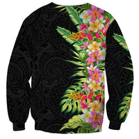 Hawaii Tropical Flowers Tribal Pattern Sweatshirt No1 LT9 - Polynesian Pride