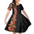 Hawaii Tropical Flowers Tribal Pattern Family Matching Long Sleeve Bodycon Dress and Hawaiian Shirt No4 LT9 Daughter's Dress Black - Polynesian Pride