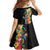 Hawaii Tropical Flowers Tribal Pattern Kid Short Sleeve Dress No5 LT9 - Polynesian Pride