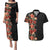 Hawaii Tropical Flowers Tribal Pattern Couples Matching Puletasi and Hawaiian Shirt No6 LT9 Black - Polynesian Pride