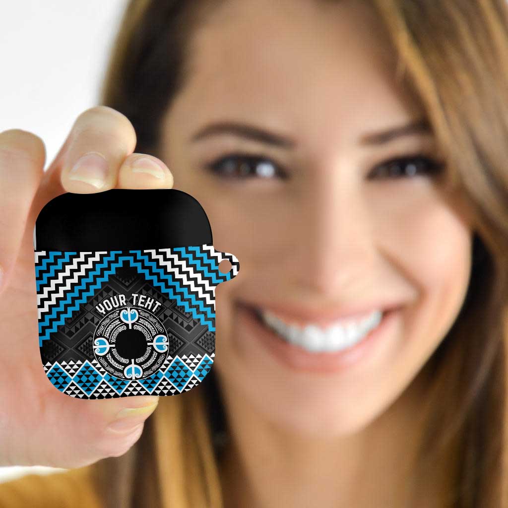 Personalised Aotearoa Niho Taniwha Motif AirPods Case Blue Style - Polynesian Pride