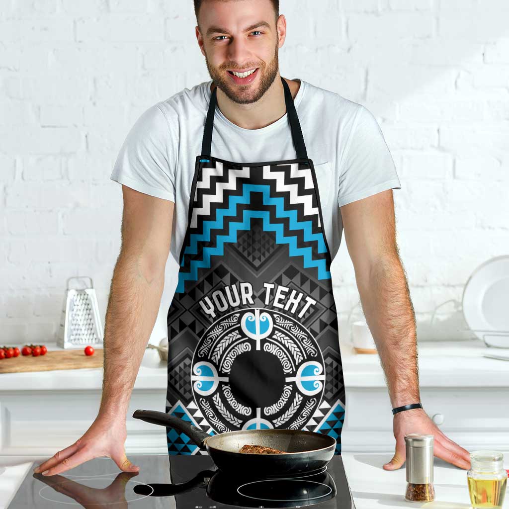Personalised Aotearoa Niho Taniwha Motif Apron Blue Style - Polynesian Pride