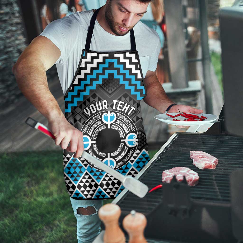 Personalised Aotearoa Niho Taniwha Motif Apron Blue Style - Polynesian Pride