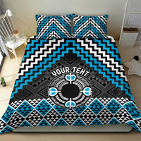 Personalised Aotearoa Niho Taniwha Motif Bedding Set Blue Style
