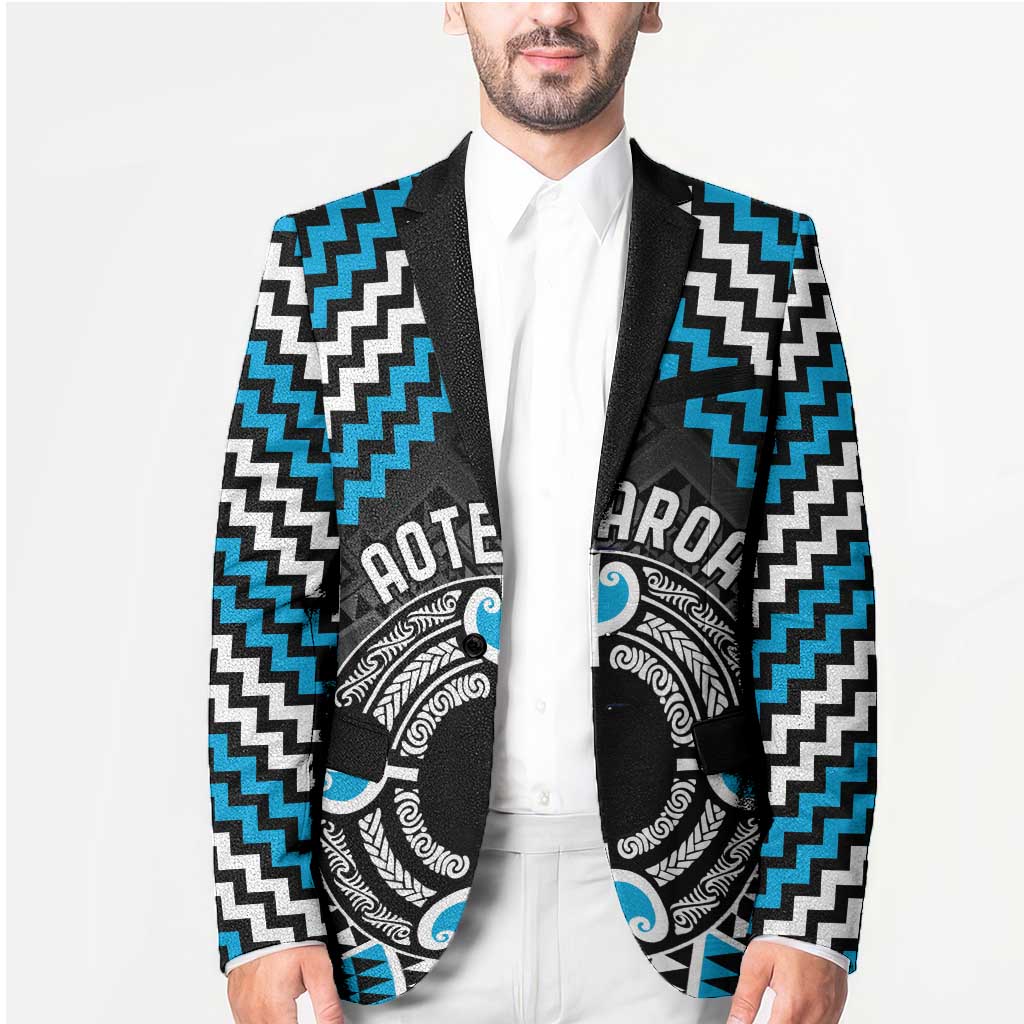 Personalised Aotearoa Niho Taniwha Motif Blazer Blue Style - Polynesian Pride