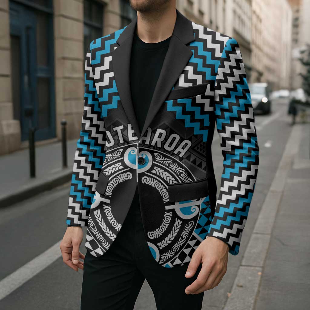 Personalised Aotearoa Niho Taniwha Motif Blazer Blue Style - Polynesian Pride