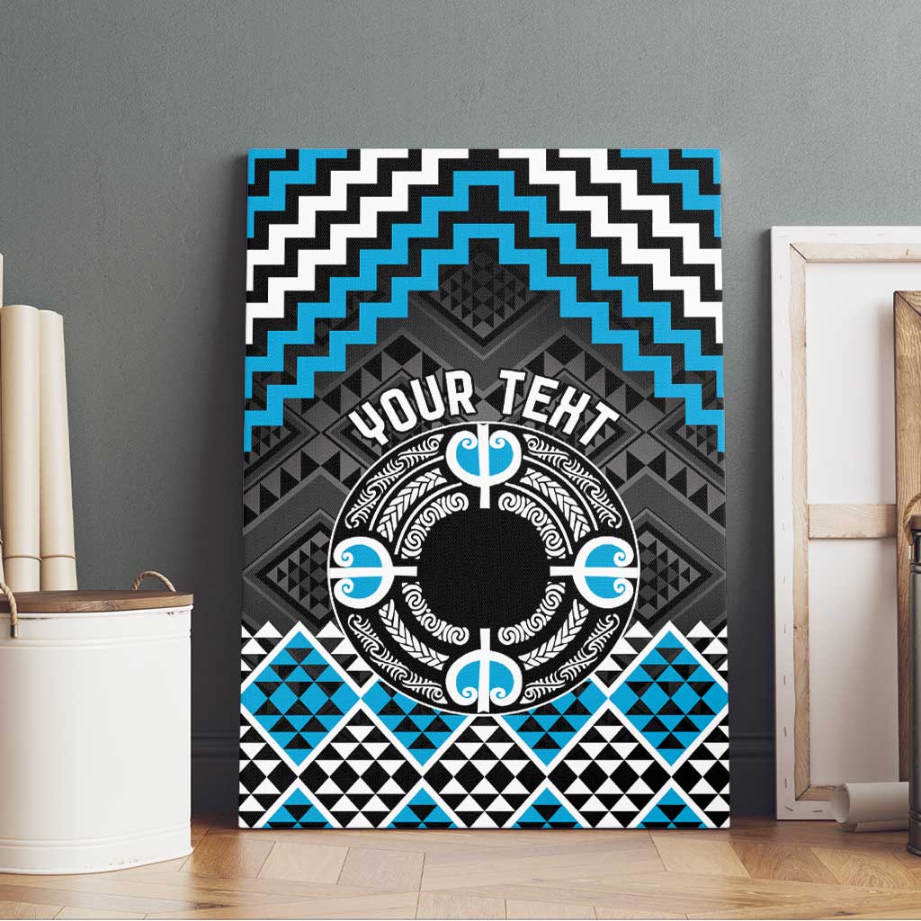 Personalised Aotearoa Niho Taniwha Motif Canvas Wall Art Blue Style