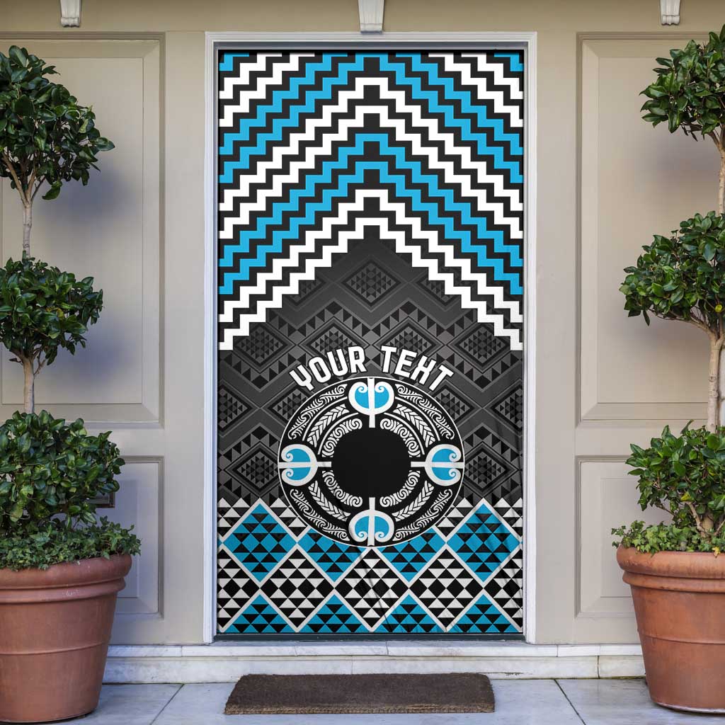Personalised Aotearoa Niho Taniwha Motif Door Cover Blue Style LT9 Blue - Polynesian Pride