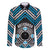Personalised Aotearoa Niho Taniwha Motif Family Matching Off The Shoulder Long Sleeve Dress and Hawaiian Shirt Blue Style