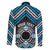 Personalised Aotearoa Niho Taniwha Motif Family Matching Off The Shoulder Long Sleeve Dress and Hawaiian Shirt Blue Style