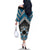Personalised Aotearoa Niho Taniwha Motif Family Matching Off The Shoulder Long Sleeve Dress and Hawaiian Shirt Blue Style
