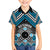 Personalised Aotearoa Niho Taniwha Motif Family Matching Off The Shoulder Long Sleeve Dress and Hawaiian Shirt Blue Style