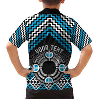 Personalised Aotearoa Niho Taniwha Motif Family Matching Tank Maxi Dress and Hawaiian Shirt Blue Style