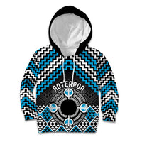 Personalised Aotearoa Niho Taniwha Motif Kid Hoodie Blue Style
