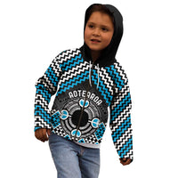 Personalised Aotearoa Niho Taniwha Motif Kid Hoodie Blue Style