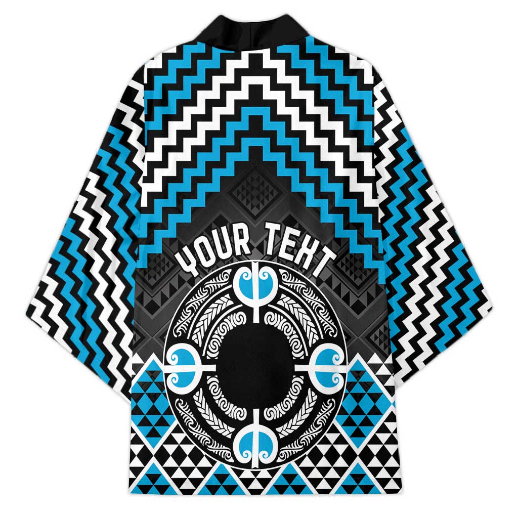 Personalised Aotearoa Niho Taniwha Motif Kimono Blue Style - Polynesian Pride