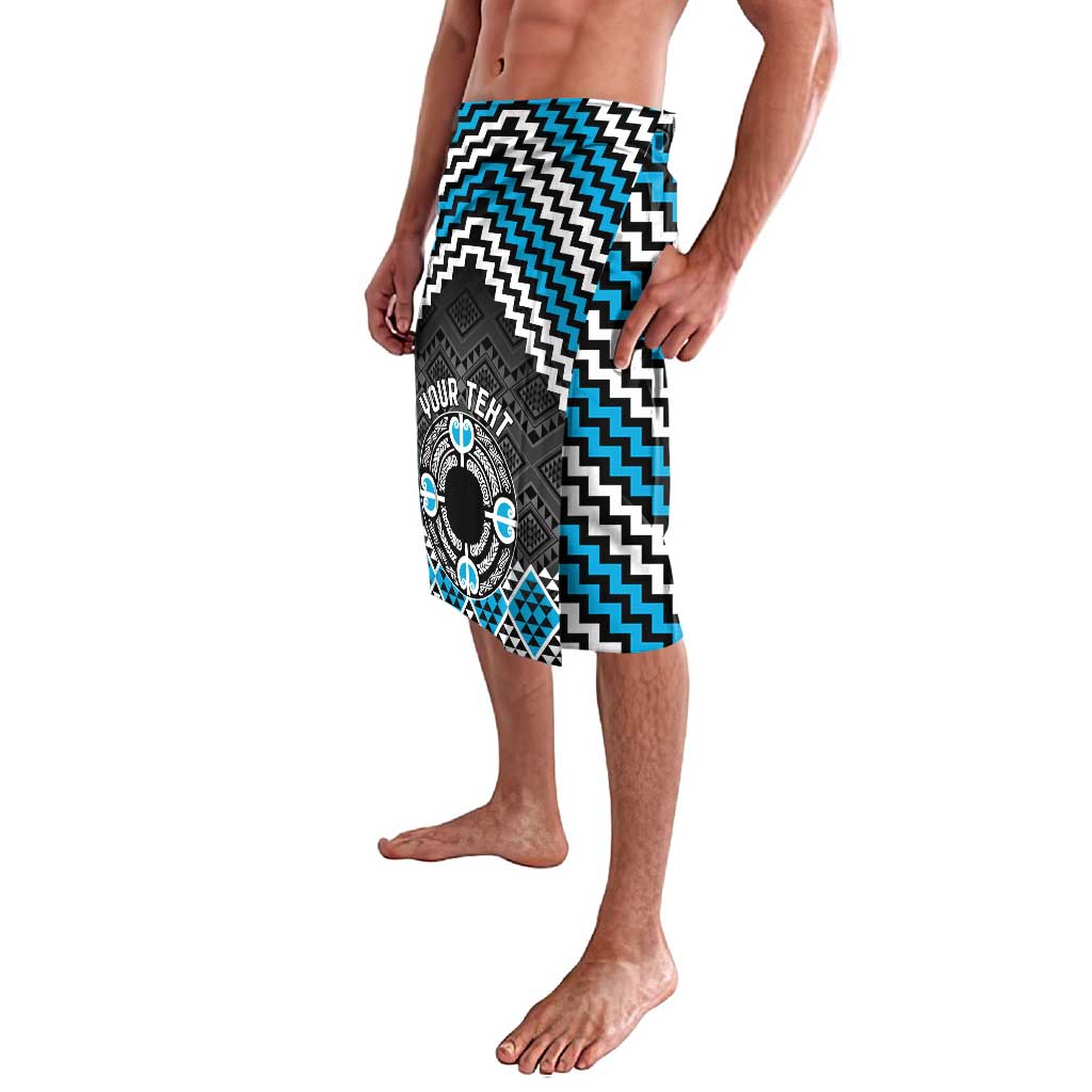 Personalised Aotearoa Niho Taniwha Motif Lavalava Blue Style