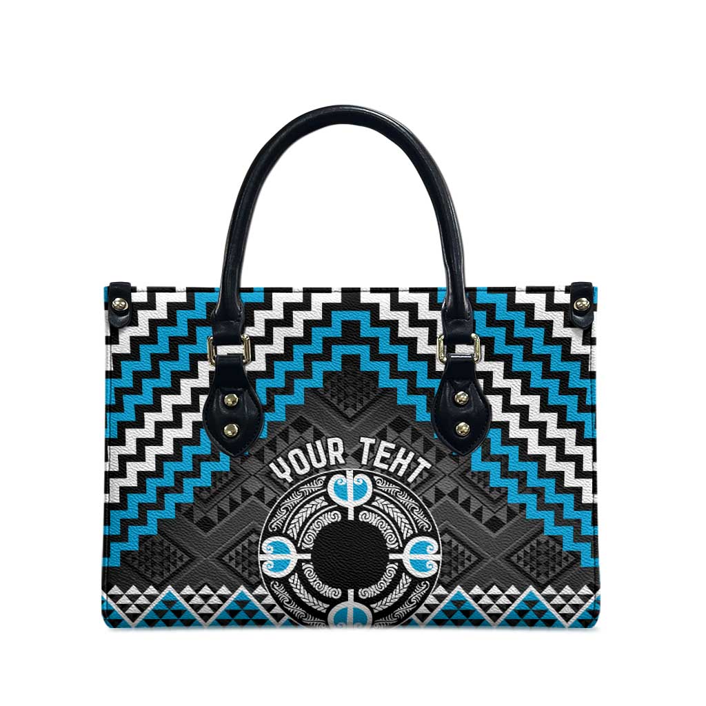 Personalised Aotearoa Niho Taniwha Motif Leather Bag Blue Style - Polynesian Pride