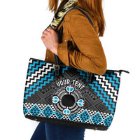 Personalised Aotearoa Niho Taniwha Motif Leather Tote Bag Blue Style