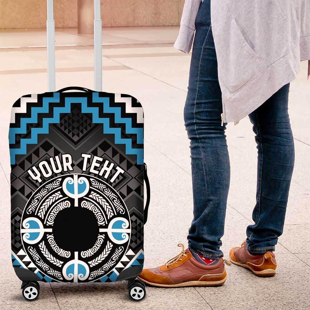Personalised Aotearoa Niho Taniwha Motif Luggage Cover Blue Style LT9 Blue - Polynesian Pride