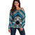 Personalised Aotearoa Niho Taniwha Motif Off Shoulder Sweater Blue Style