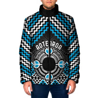 Personalised Aotearoa Niho Taniwha Motif Padded Jacket Blue Style - Polynesian Pride