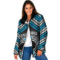 Personalised Aotearoa Niho Taniwha Motif Padded Jacket Blue Style - Polynesian Pride