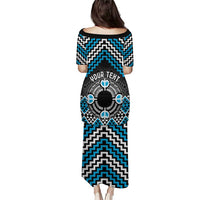 Personalised Aotearoa Niho Taniwha Motif Puletasi Blue Style