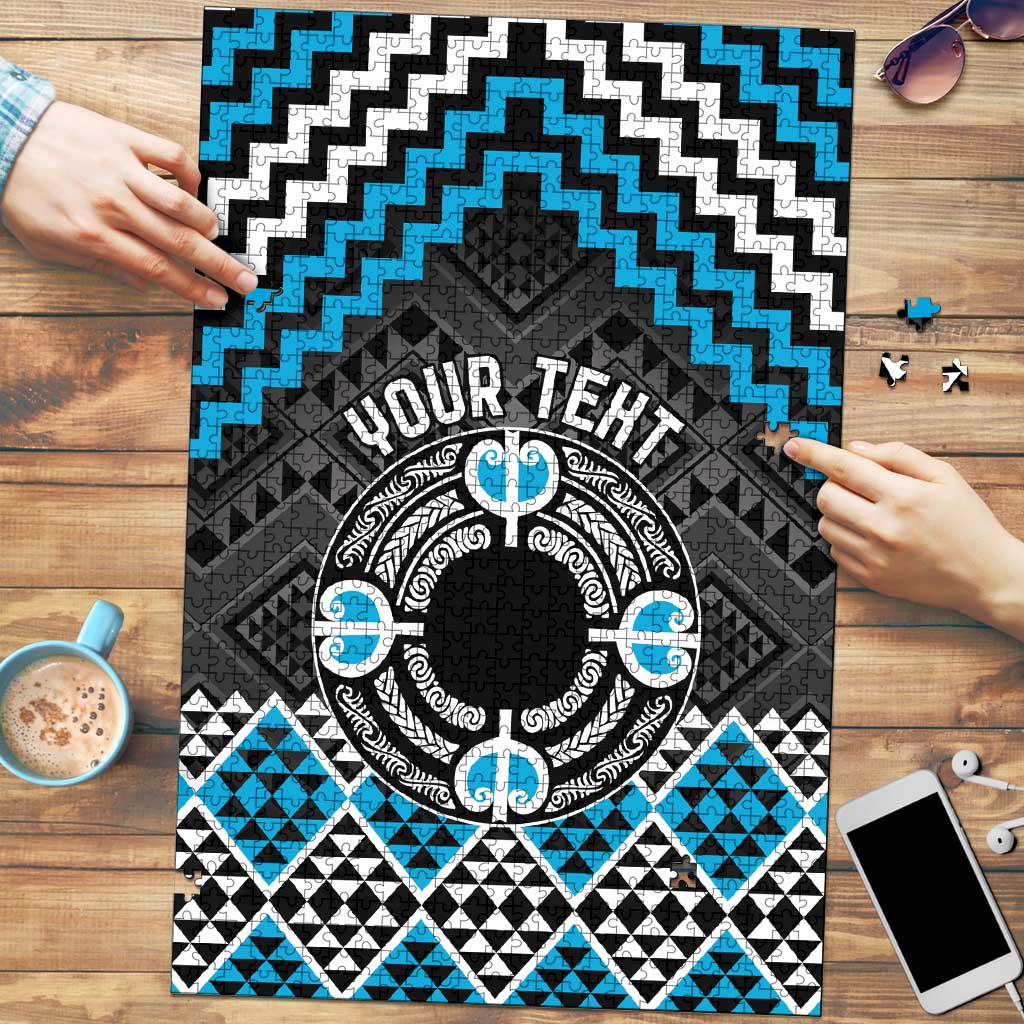 Personalised Aotearoa Niho Taniwha Motif Puzzle Blue Style LT9 Blue - Polynesian Pride