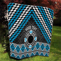 Personalised Aotearoa Niho Taniwha Motif Quilt Blue Style LT9 - Polynesian Pride