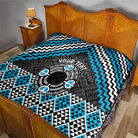 Personalised Aotearoa Niho Taniwha Motif Quilt Blue Style LT9 - Polynesian Pride