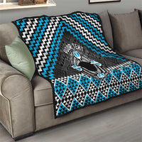 Personalised Aotearoa Niho Taniwha Motif Quilt Blue Style LT9 - Polynesian Pride