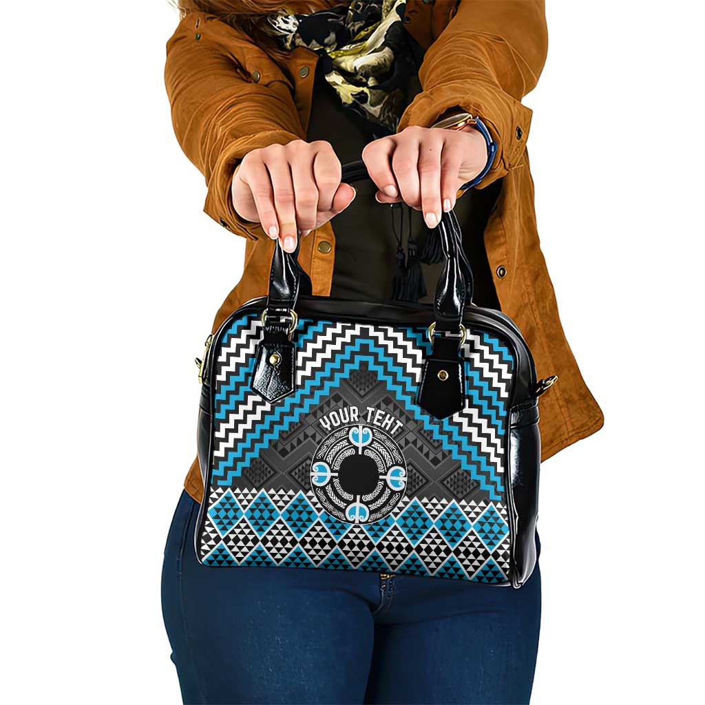 Personalised Aotearoa Niho Taniwha Motif Shoulder Handbag Blue Style LT9 One Size Blue - Polynesian Pride