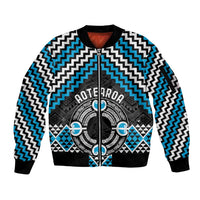Personalised Aotearoa Niho Taniwha Motif Sleeve Zip Bomber Jacket Blue Style