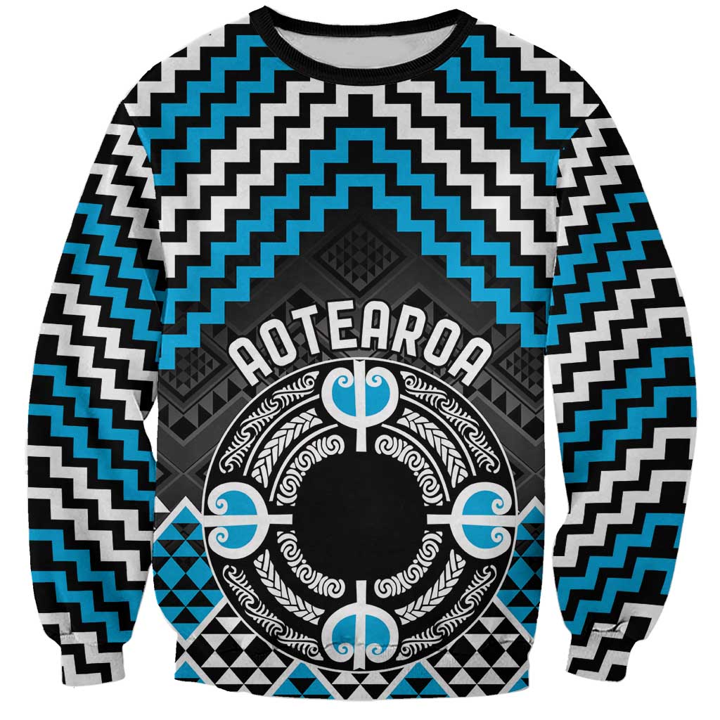 Personalised Aotearoa Niho Taniwha Motif Sweatshirt Blue Style