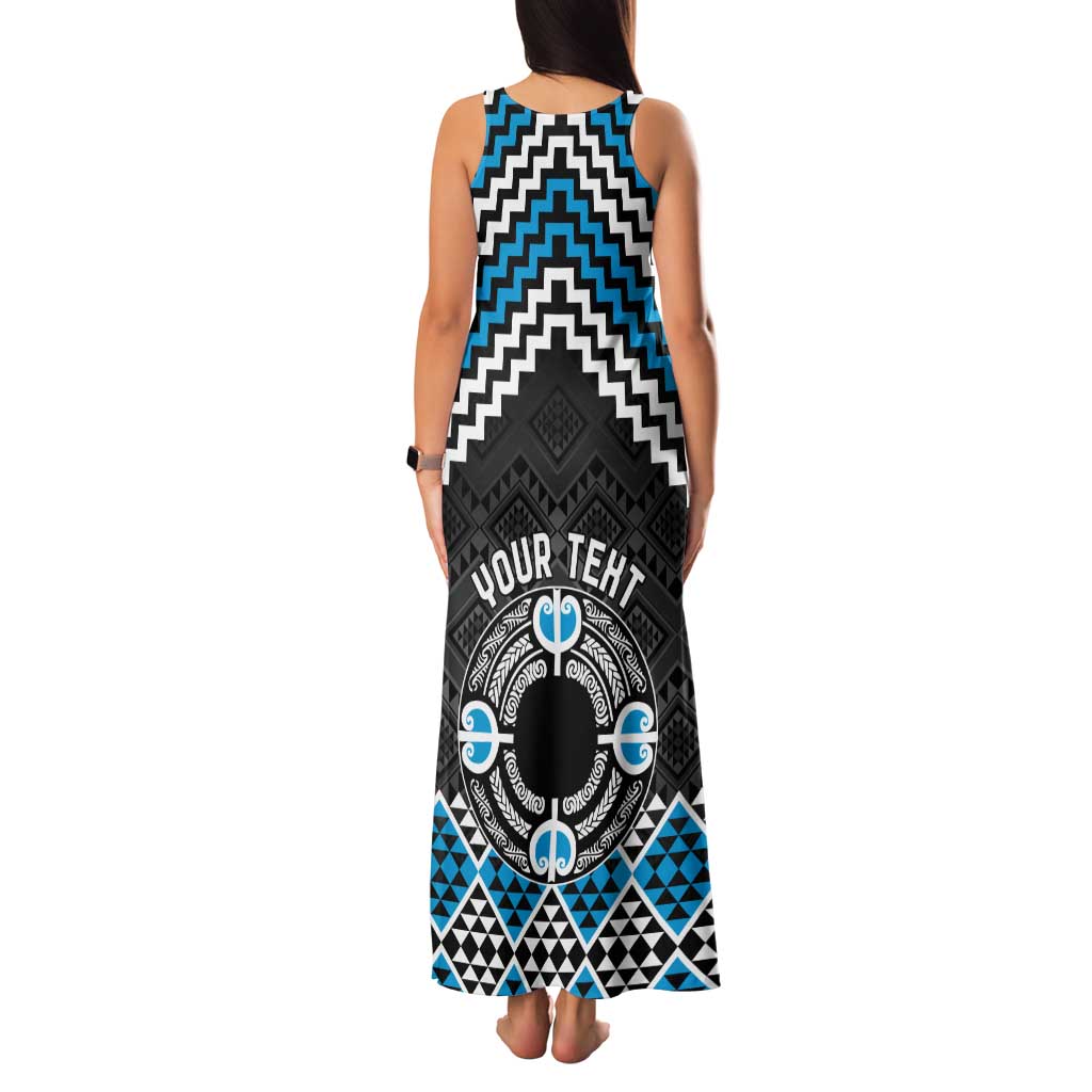 Personalised Aotearoa Niho Taniwha Motif Tank Maxi Dress Blue Style