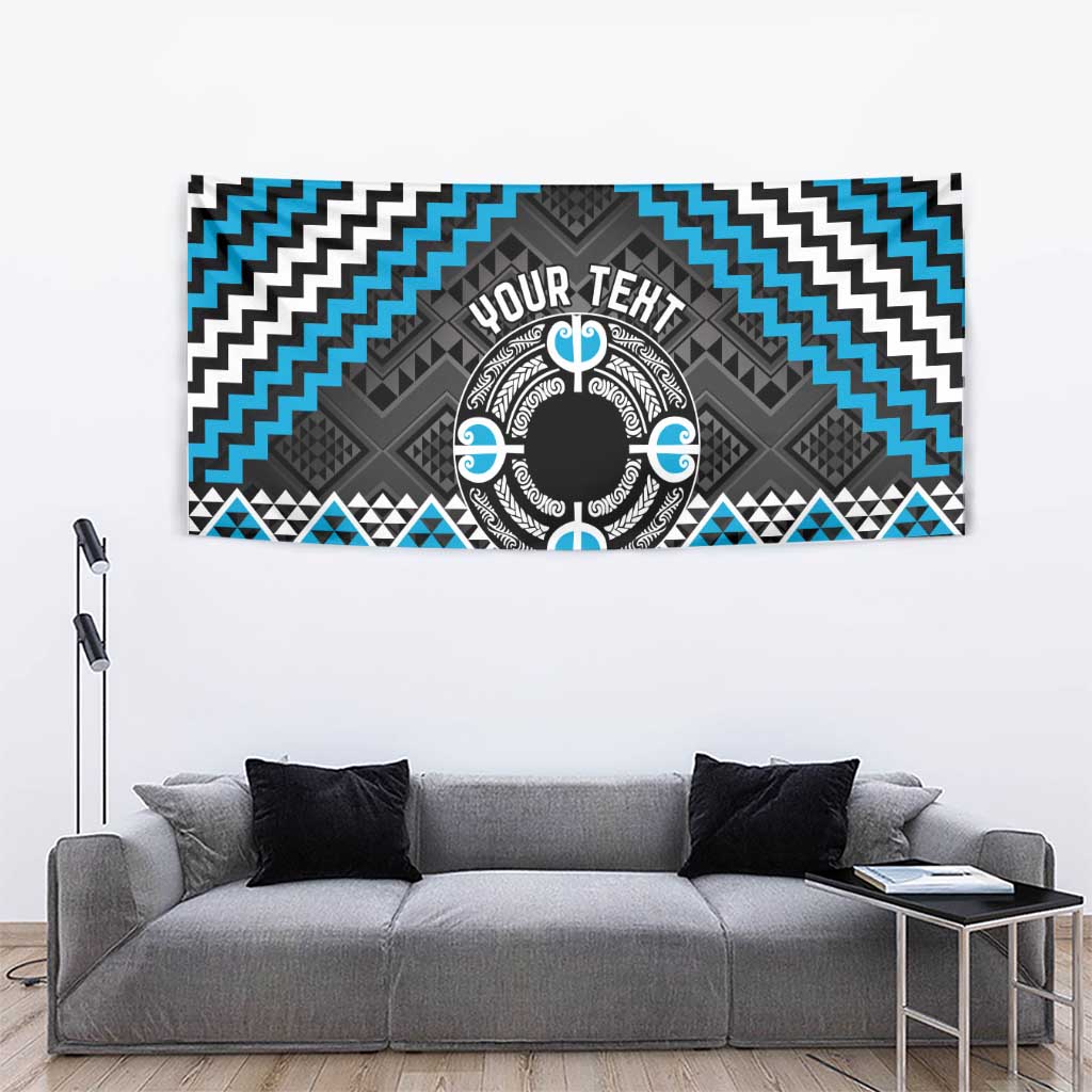 Personalised Aotearoa Niho Taniwha Motif Tapestry Blue Style