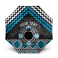 Personalised Aotearoa Niho Taniwha Motif Umbrella Blue Style - Polynesian Pride