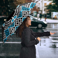 Personalised Aotearoa Niho Taniwha Motif Umbrella Blue Style - Polynesian Pride