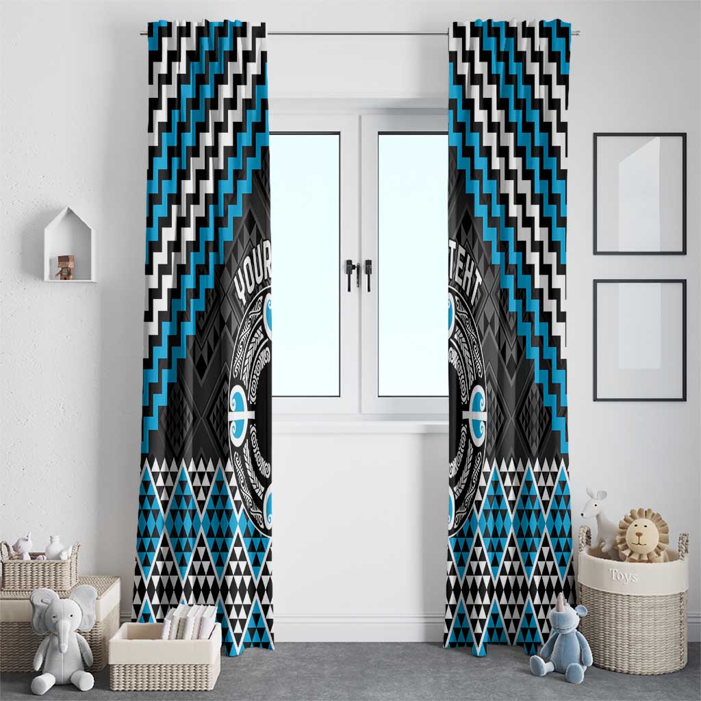 Personalised Aotearoa Niho Taniwha Motif Window Curtain Blue Style