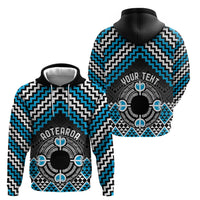 Personalised Aotearoa Niho Taniwha Motif Zip Hoodie Blue Style LT9 - Polynesian Pride