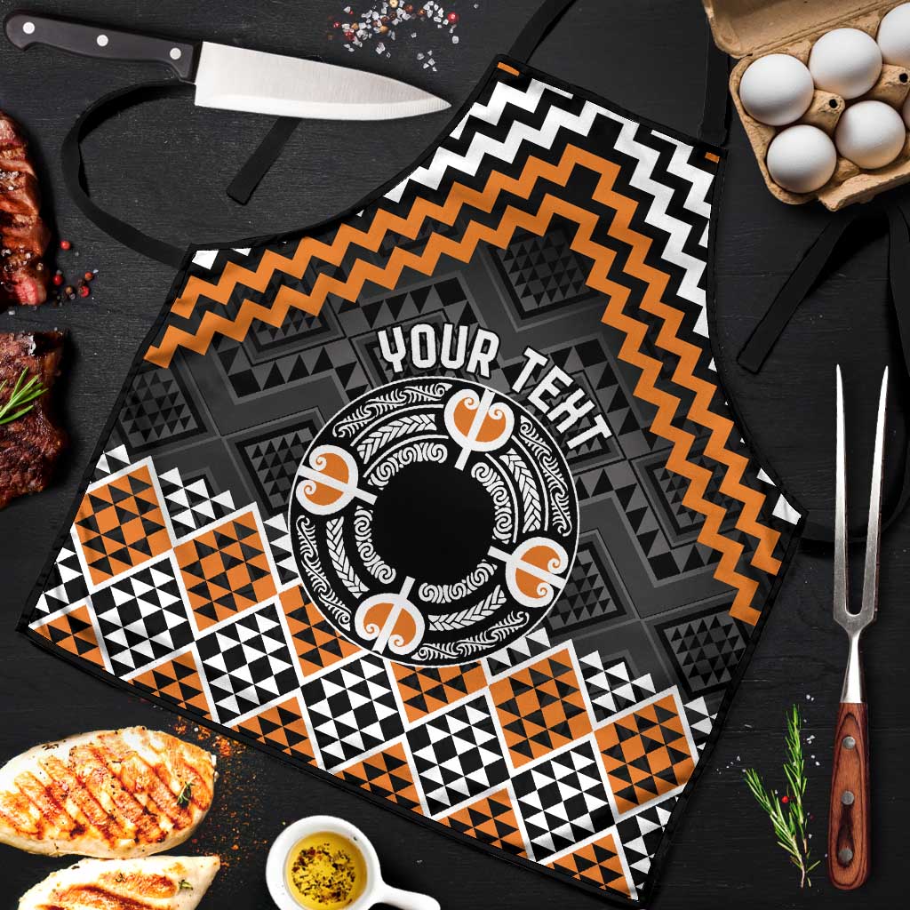 Personalised Aotearoa Niho Taniwha Motif Apron Gold Style - Polynesian Pride