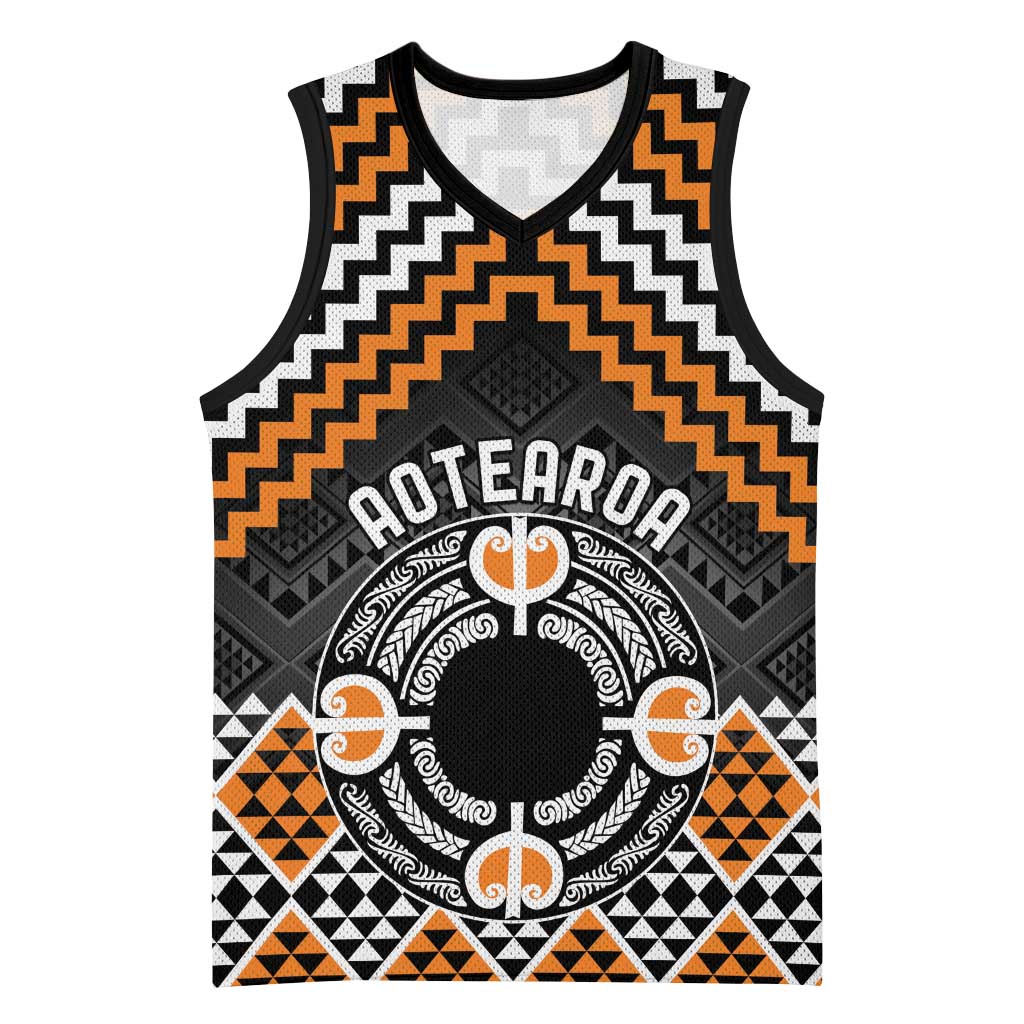 Personalised Aotearoa Niho Taniwha Motif Basketball Jersey Gold Style LT9 Unisex Gold - Polynesian Pride