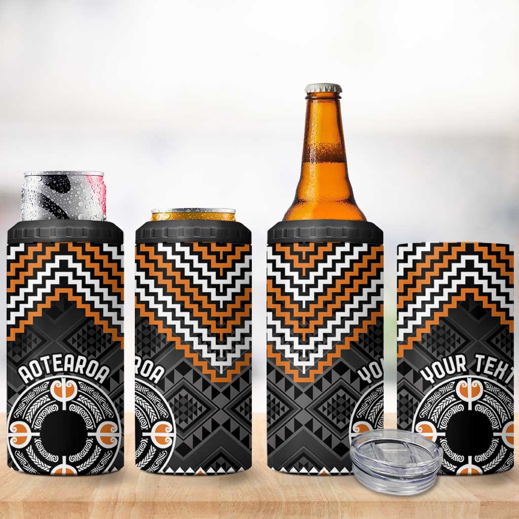 Personalised Aotearoa Niho Taniwha Motif 4 in 1 Can Cooler Tumbler Gold Style