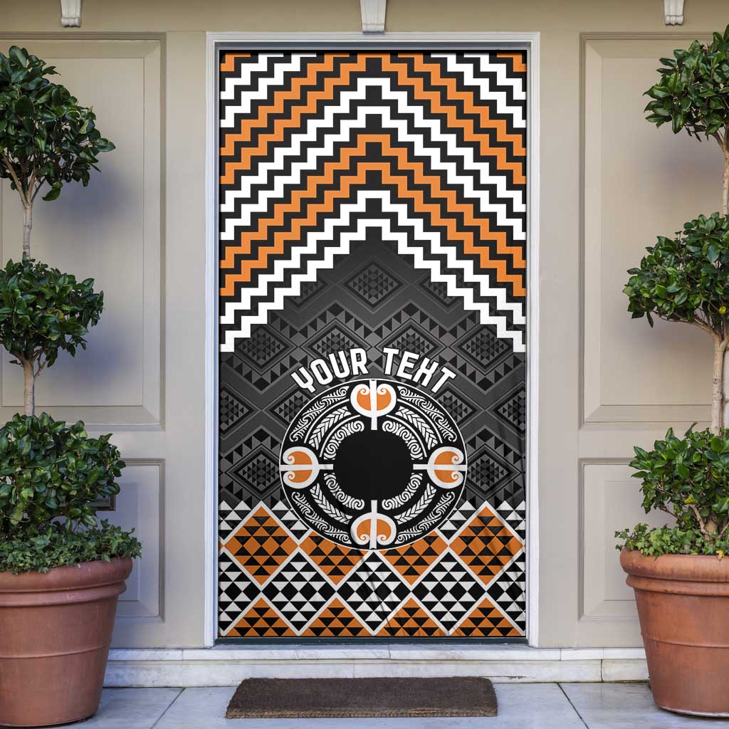 Personalised Aotearoa Niho Taniwha Motif Door Cover Gold Style LT9 Gold - Polynesian Pride