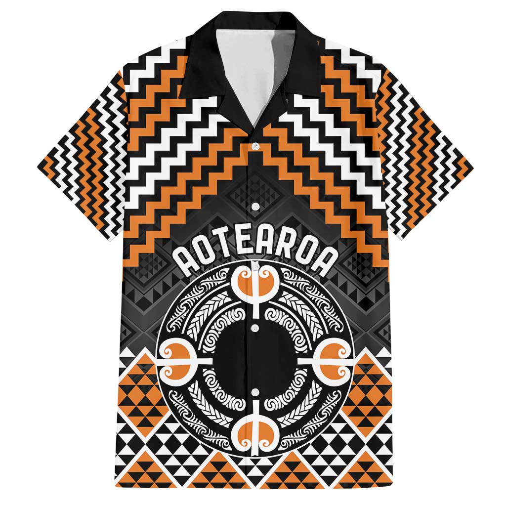 Personalised Aotearoa Niho Taniwha Motif Family Matching Summer Maxi Dress and Hawaiian Shirt Gold Style