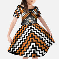 Personalised Aotearoa Niho Taniwha Motif Family Matching Tank Maxi Dress and Hawaiian Shirt Gold Style