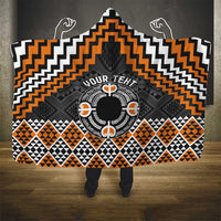 Personalised Aotearoa Niho Taniwha Motif Hooded Blanket Gold Style