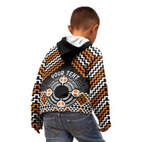 Personalised Aotearoa Niho Taniwha Motif Kid Hoodie Gold Style